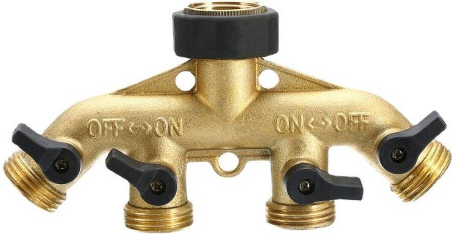 4-weg heavy-duty messing tuinslang met slangstuk 3 4 slangstuk adapter met 4 kleppen slangkraan buitenkraan kraan