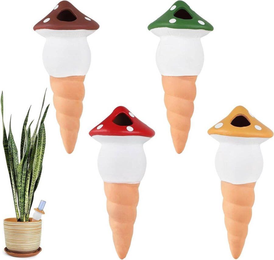 4 x kleikegel irrigatie paddenstoelvorm planten waterdispenser automatische irrigatie kamerplanten gietkegel irrigatiesysteem baldouche voor balkonbakken 125 ml