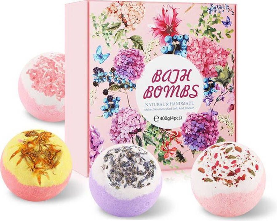 4 XL Bruisballen voor bad Bath bombs set badzeep Bad bruisballen natuurlijk bruistablet