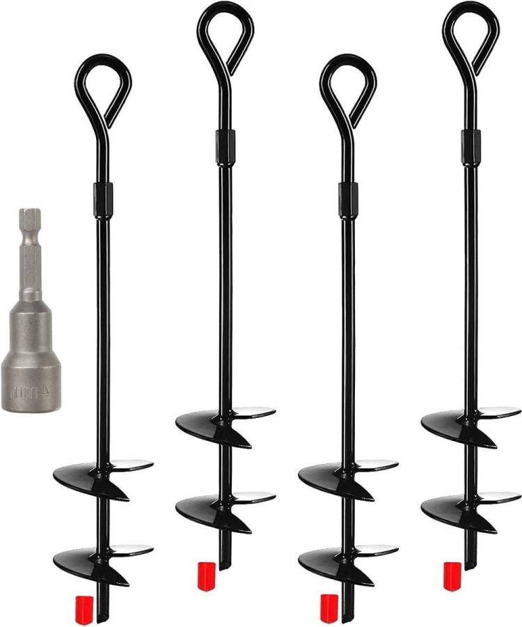 40-cm Bodemanker met dubbele helix anti-roest 4 stuks sterk stormanker trampoline bevestiging schommel camping