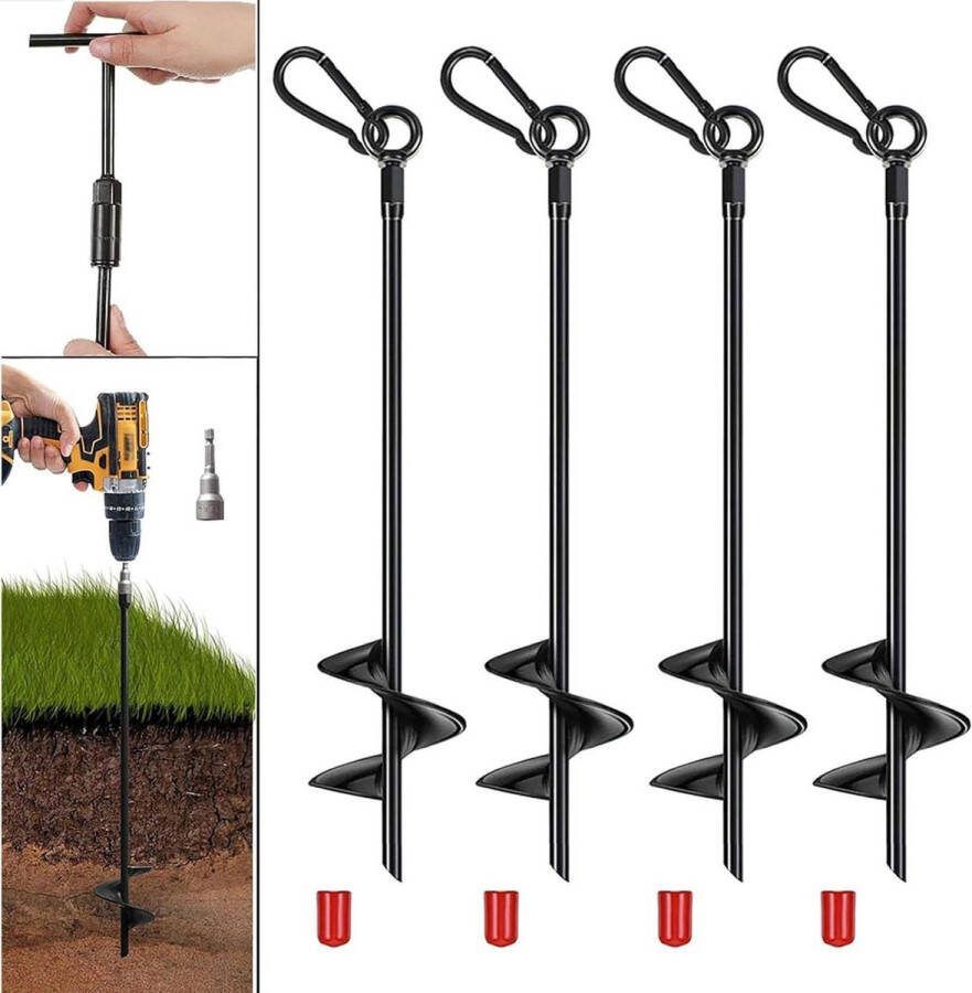 40 cm Grondanker set met draaihulp voor trampolines Heavy Duty Anchor Kit voor tenten schommels luifels Metalen Trampoline Ankerkit voor sterke wind