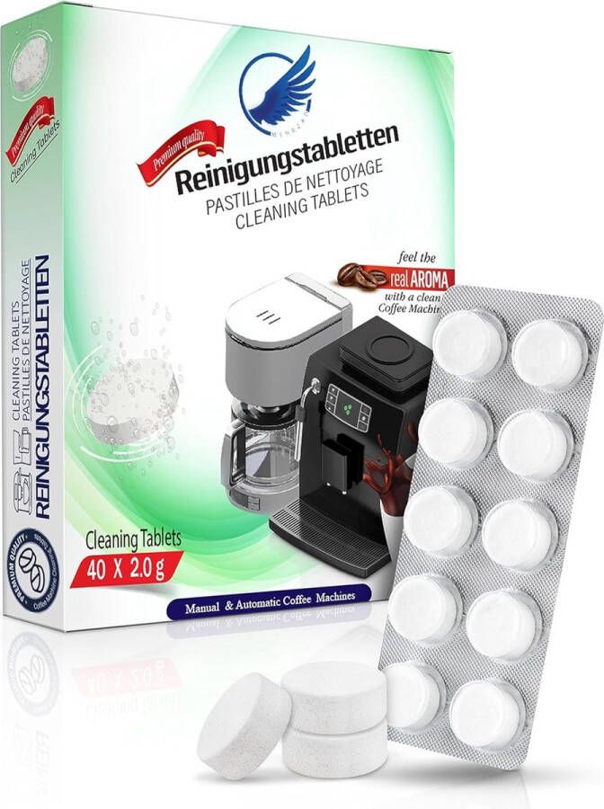Koffiemachinereiniger 40 stuks ECO Fosfaatvrije reinigingstabletten Universeel voor koffiemachines op basis van organische anorganische zuren