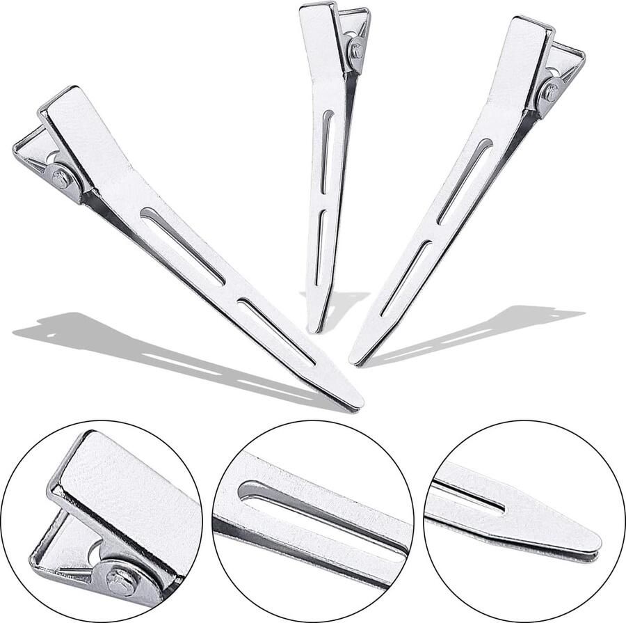 40 stuks metalen eenden-gefactureerde krulclips voor vrouwen styling sectioning haarclips 2 inch zilveren kappers enkele tang alligator clips haarspelden voor kapsalon kapper DIY