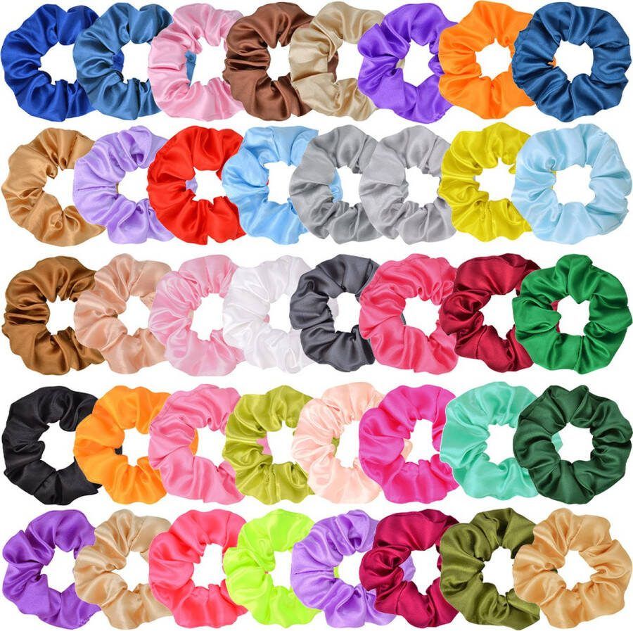 40 stuks zijden haarscrunchies satijnen haarelastiekjes haarscrunchies haartouwen scrunchies voor dames en meisjes haaraccessoires 40 verschillende kleuren scrunchies