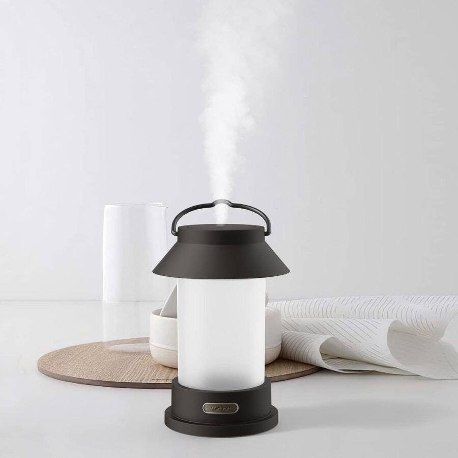 400 ml capaciteit Nachtlampje luchtbevochtiger retro design ultrasone 3 lichtmodi continue en intermitterende sproeimodi zwart