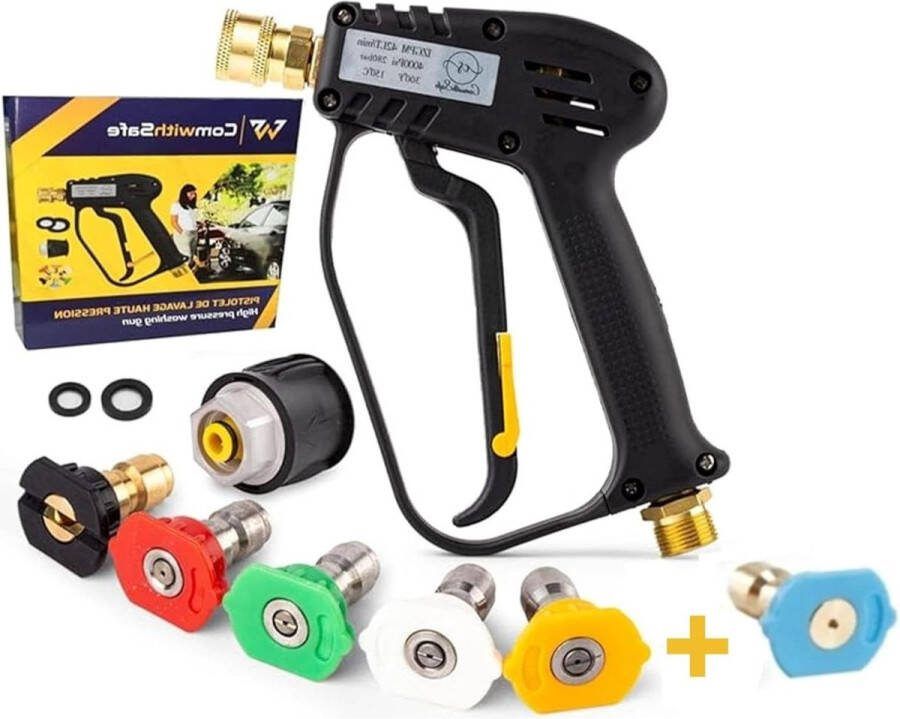 4000 psi hogedrukreinigingspistool autowaspistool met 6 sproeiers en quick connect M22 (14 mm) interface Karcher compatibele adapter K1-K7 2 waterfilters handleiding