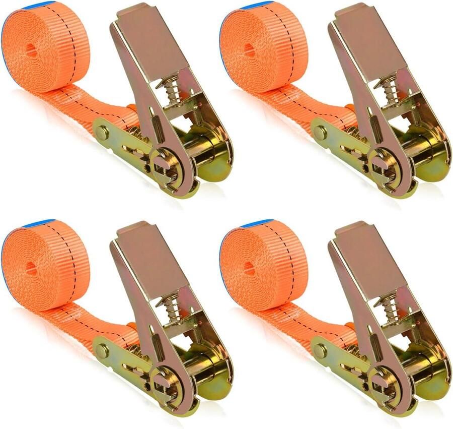 400kg sterke ratelspanbanden 2m 25mm 4 stuks voor auto steekwagen motorfiets camping vaste lading Spanbanden met ratel