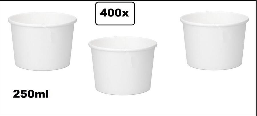 400x Soepbeker karton 250ml wit Food Soep salade beker festival warme dranken maaltijd carnaval