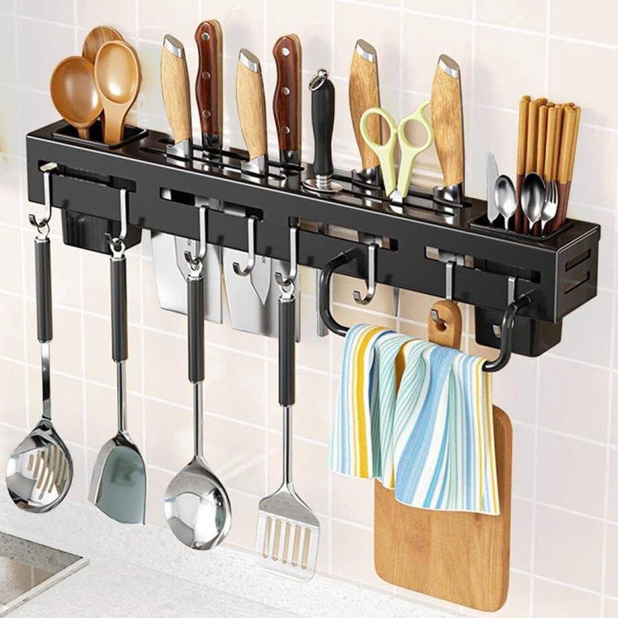 40CM Gebruiksvoorwerp Rack Keuken Rvs Keukengerei Wandmontage Multifunctionele Lepel Vork Eetstokhouder
