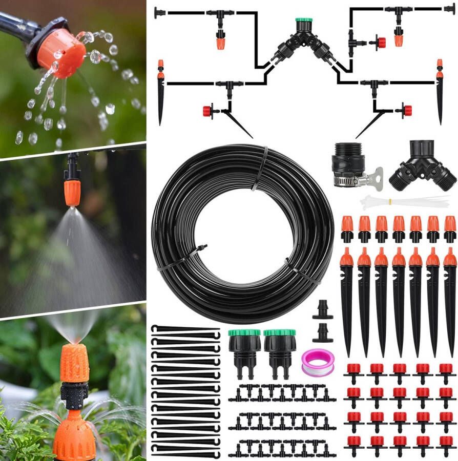 40M Irrigatiesysteem Waterdruppelaar Micro-druppelirrigatieset Tuinbewatering Bloembed Terrasplanten Automatische sproeier Druppelirrigatieset 40m