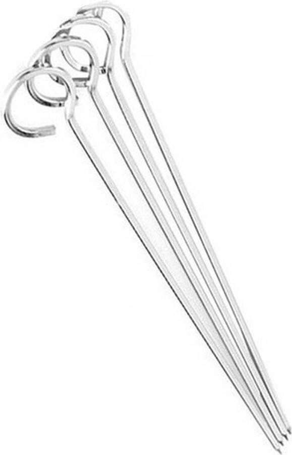 Merkloos Sans marque 40x Barbecue spiezen vleespennen vleesspiezen 24 cm Metaal Bbq Spiezen pennen voor vlees