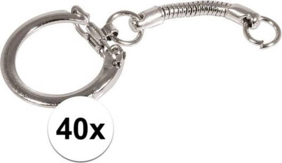 40x Hobby sleutelhangers ringen met ketting en clipsluiting DIY knutselen zelf sleutelhangers maken
