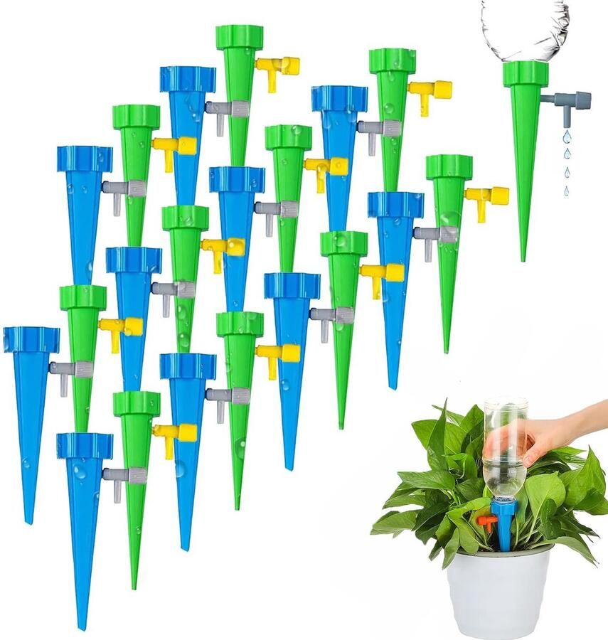 40x Waterdruppelaar Plant Bewateringssysteem Druppelsysteem Bewateringssysteem Bewateringsyteem Waterbol Watergeefsysteem Plantenbol Automatische Gieter Druppel Systeem Water Geef Systeem Blauw Groen
