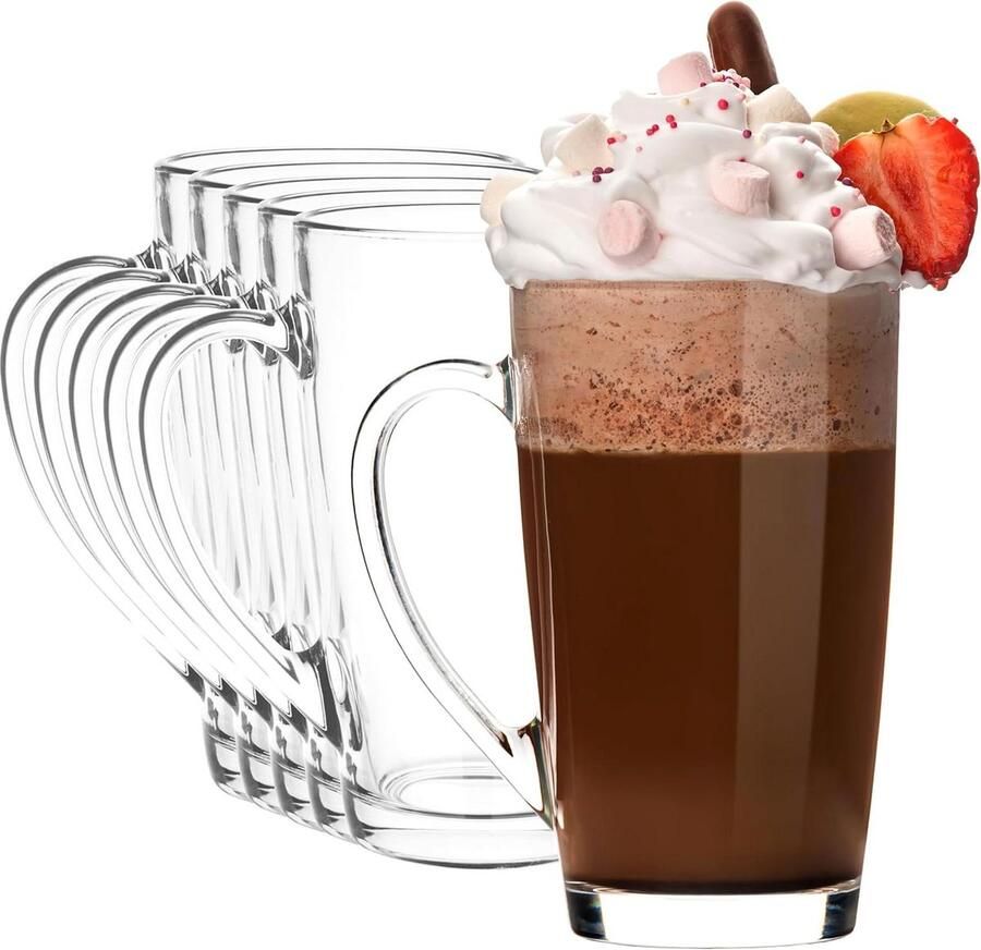 420ml Luxe Koffieglazen voor Espresso-Cappuccino-Latte-Thee-Hittebestendig-Duurzaam-Stijlvol-Set van 6-Hoogwaardige-Koffiekopjes set van 6