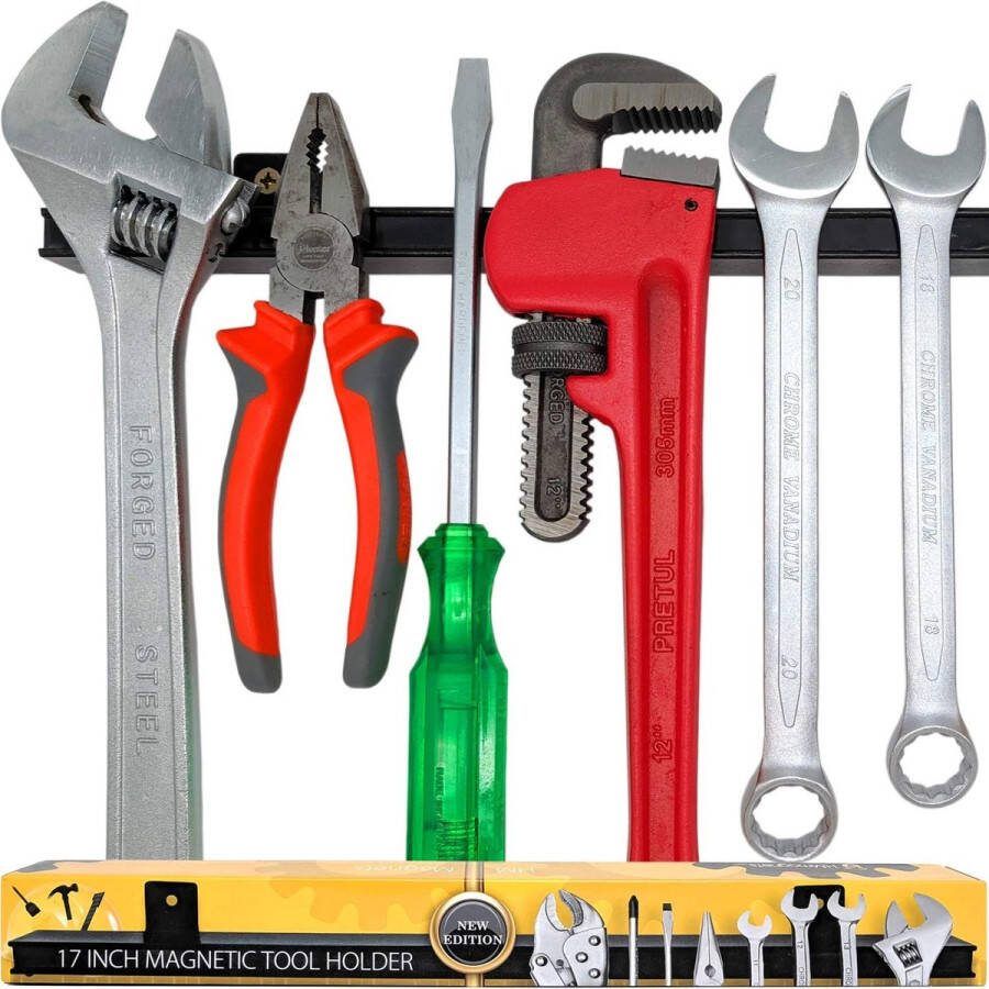 43 cm zware gereedschapshouder (verbeterde versie) sterke trekkracht voor handgereedschap professioneel magneetstripgereedschap gereedschapsmagneetstriporganizer van metaal voor werkplaats en garage