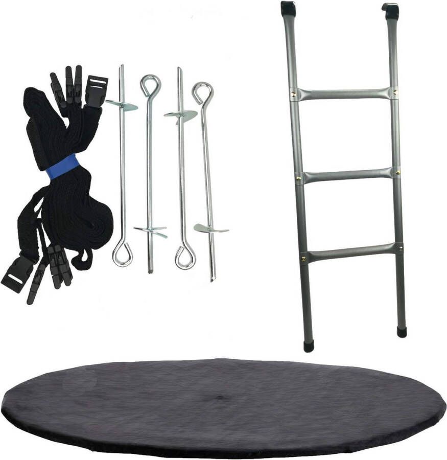 430 cm Ladder + Netheid Cover + verankeringsset Metaal Grijs-Zwart 43 m Unisex-Youth