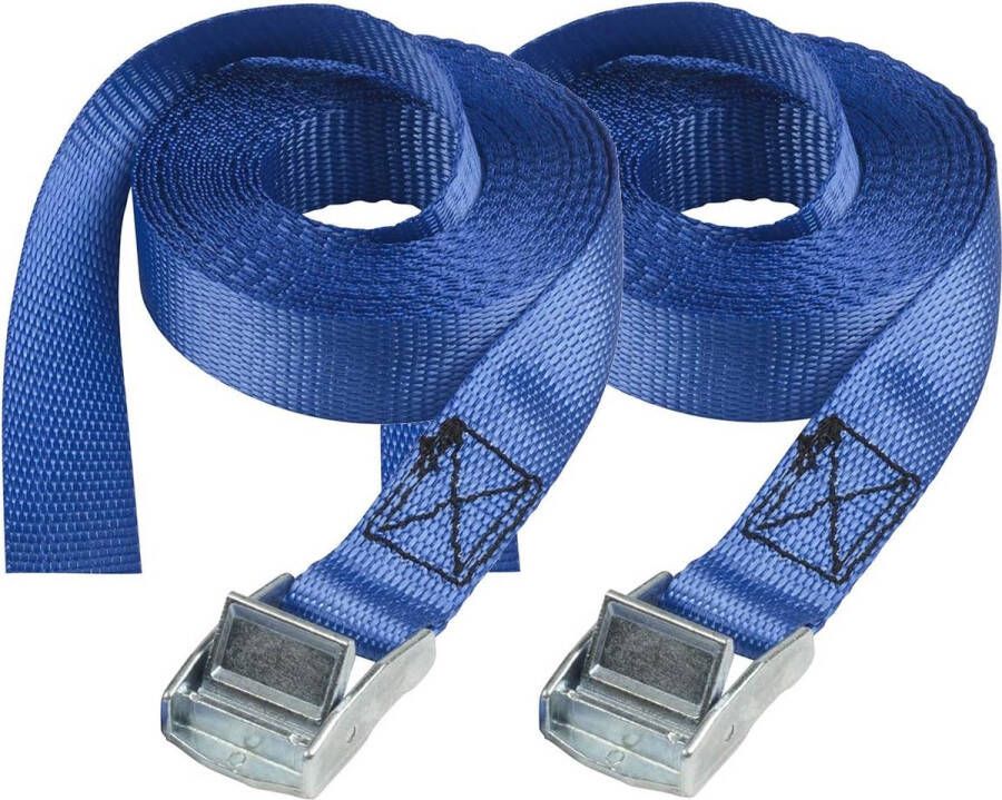 4363EURDAT Spanbanden met Zamac-gesp Blauw 2 5 m x 25 mm Band Set van 2