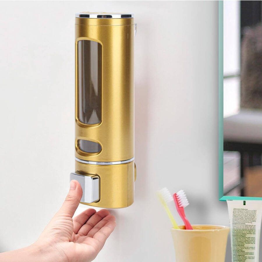450 ml wandgemonteerde zeepdispenser handmatige handshampoo en douchegeldispenser voor badkamer en keuken lotioncontainer praktisch en stijlvol (gouden schelp zilveren pers)