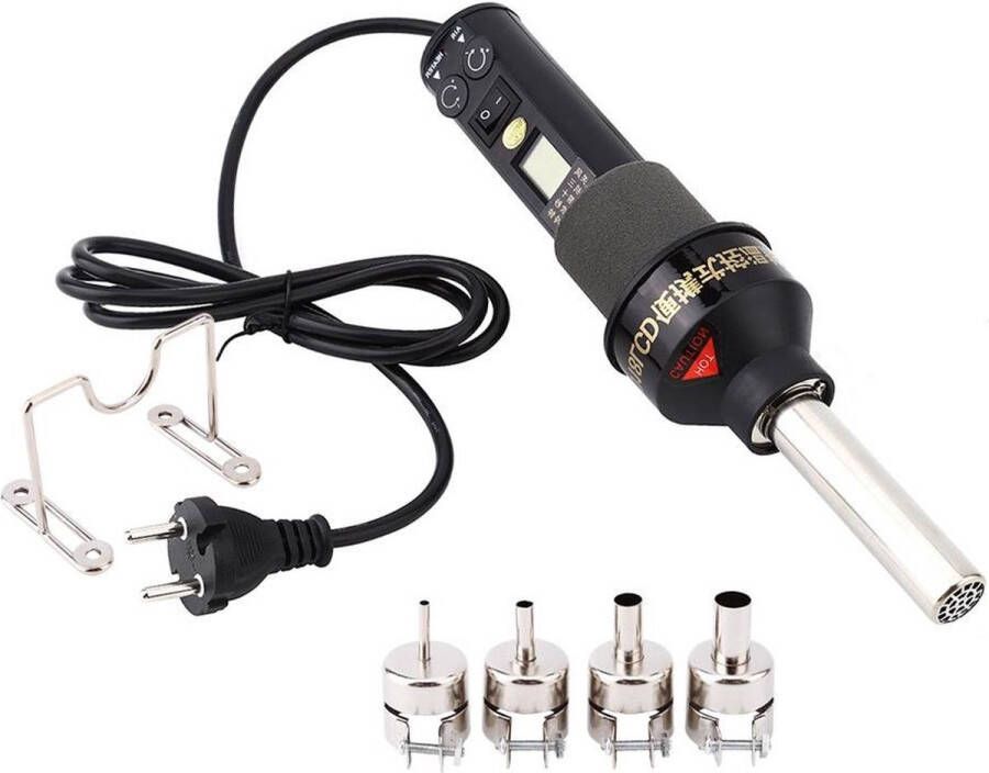 450 W instelbaar mini-heteluchtpistool desoldeerstation met LCD-display 4 x sproeiers 1 x houder warmtepistool