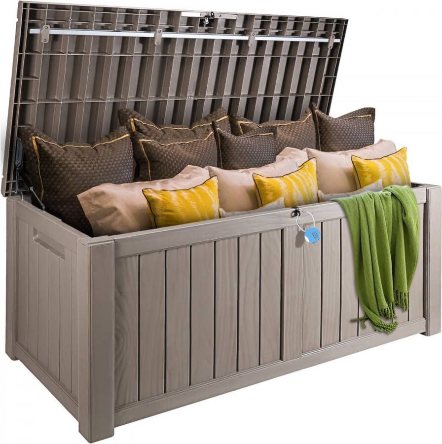 454L opbergbox PP uitrustingsbox 1430x675x605mm buitenopbergbox 399kg draagvermogen tuinbox kussenbox ideaal voor het opbergen van sportartikelen tuingereedschap enz