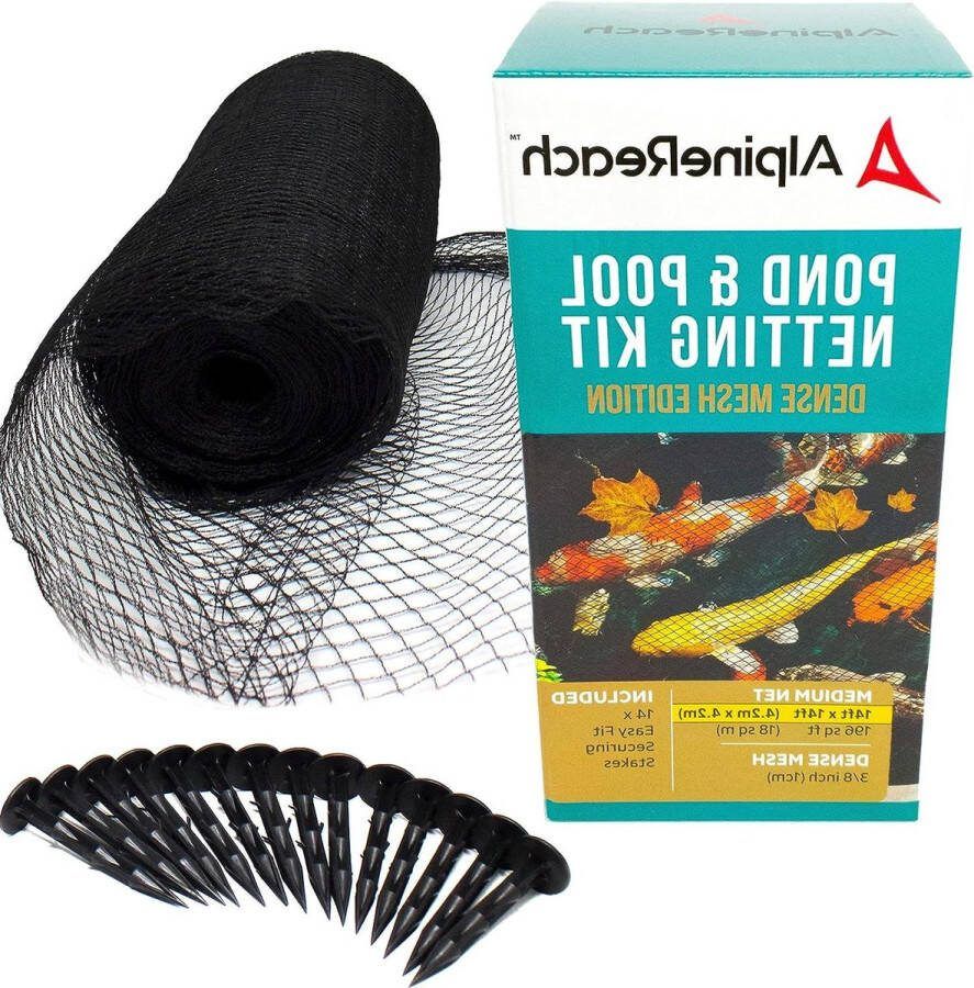 45m x 45m Vijvernet zwart Koi Pond Netting Heavy Duty fijn gaas net cover voor bladeren beschermt koi vis tegen blauwe reiger vogels katten roofdieren UV-bescherming herbruikbaar