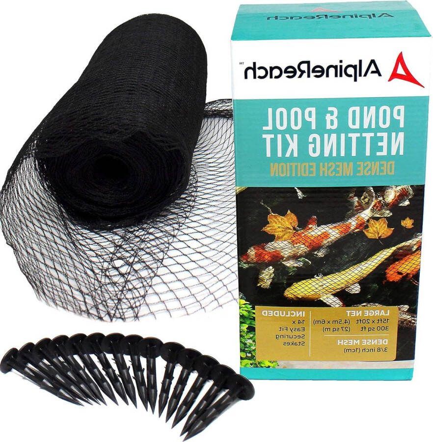 4.5m x 6m Vijvernet zwart Koi Pond Netting Heavy Duty fijn gaas net cover voor bladeren beschermt koi vis tegen blauwe reiger vogels katten UV-bescherming herbruikbaar groot formaat bird netting