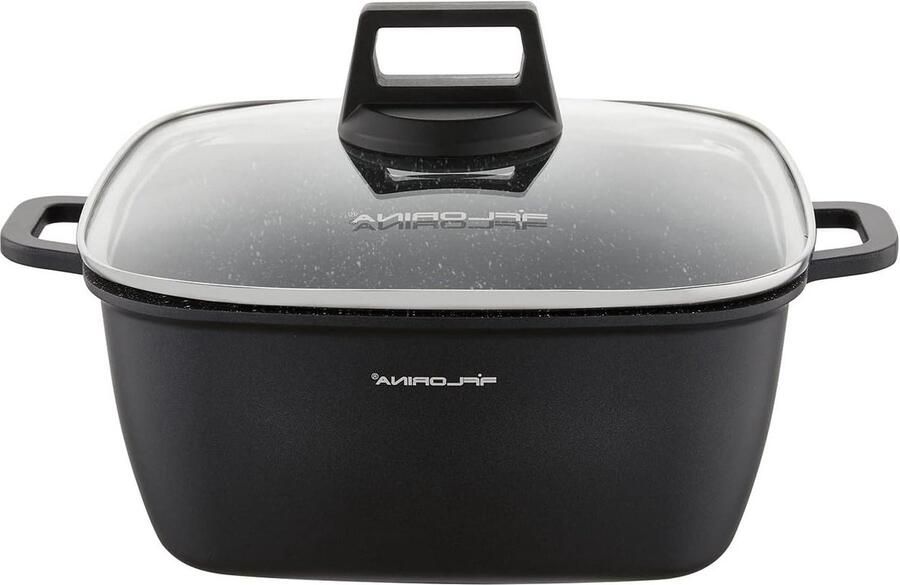 46 l alu kookpan 24 x 24 x 11 cm glazen deksel anti-aanbaklaag inductie rechthoekig inductiekookplaat gasfornuis elektrisch fornuis