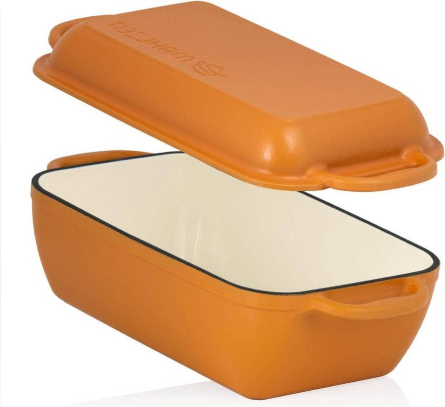 48 liter geëmailleerde gietijzeren braadpan met deksel- Sunny Orange- Geschikt voor oven en inductie- Eendenbraadpan- Groot