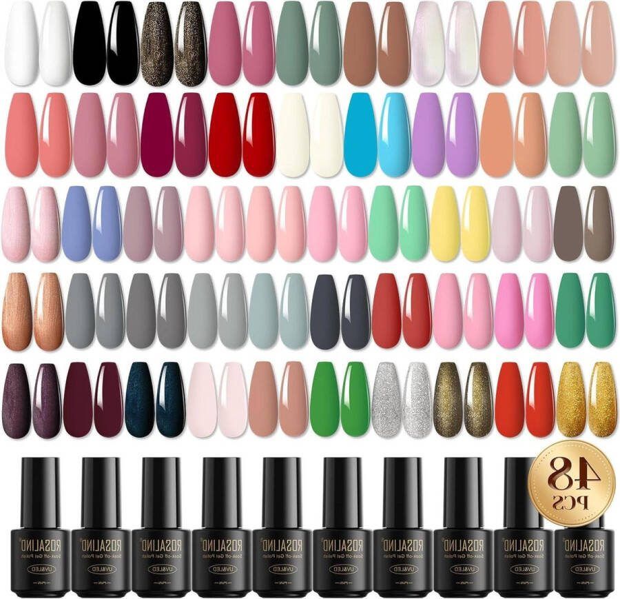 48 Pieces Cherry Red Gel Polish Kit Semi Permanent Lacquer for Long Lasting DIY Nail Art