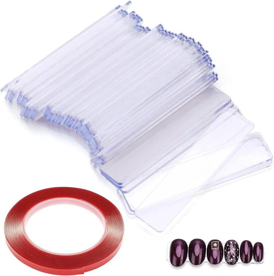 48 stuks Nail Art Display Stand Verwijderbare Dubbelzijdige Montage Tape Transparante Nail Praktijk Houder Acryl Nep Nagels Show Stand DIY Nail Salon nagelbeugel