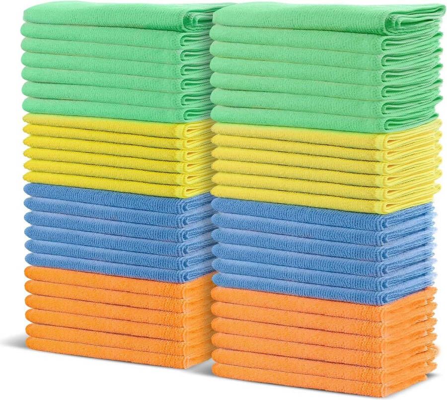 48 stuks set microvezeldoeken 40 x 30 cm reinigingsdoeken theedoeken multifunctionele poetsdoeken auto huishouden keuken glas Franca