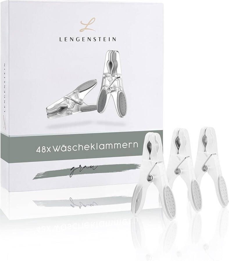 48 wasknijpers van kunststof in grijs premium clothes pegs clothespin wasknijpers met zachte grip aangename grip en sterke veer
