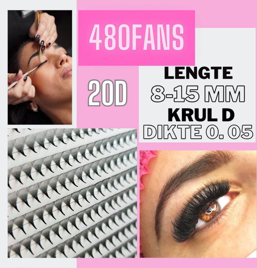 480 pre made fans!!! Nepwimpers BIG TRAY 20D mix 0.05 D krul Pre Made Volume Fans Russian volume — Zebra Luxe — wimperextensions pre-made fans XL tray D crul 480 fans