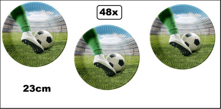 48x Bord voetbal shoot 23cm Karton EK voetbal sport festival thema feest evenement verjaardag party