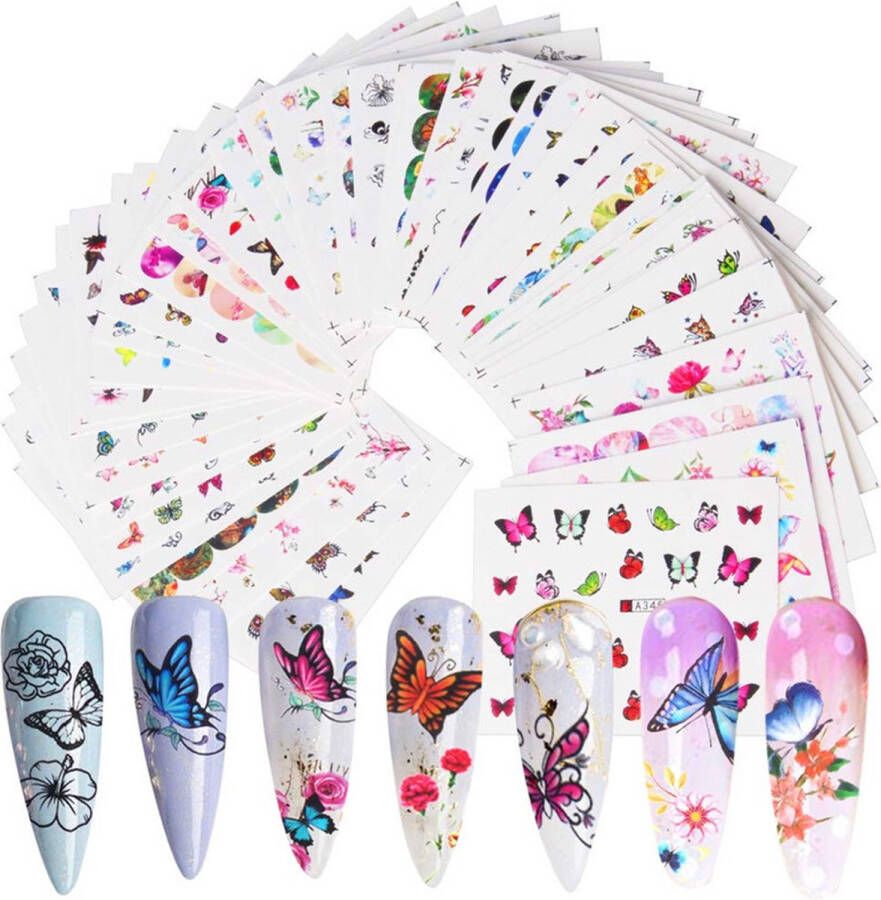 48x vellen Luxe vlinders Nagelstickers nail art Nagelversiering Butterfly nail water decals