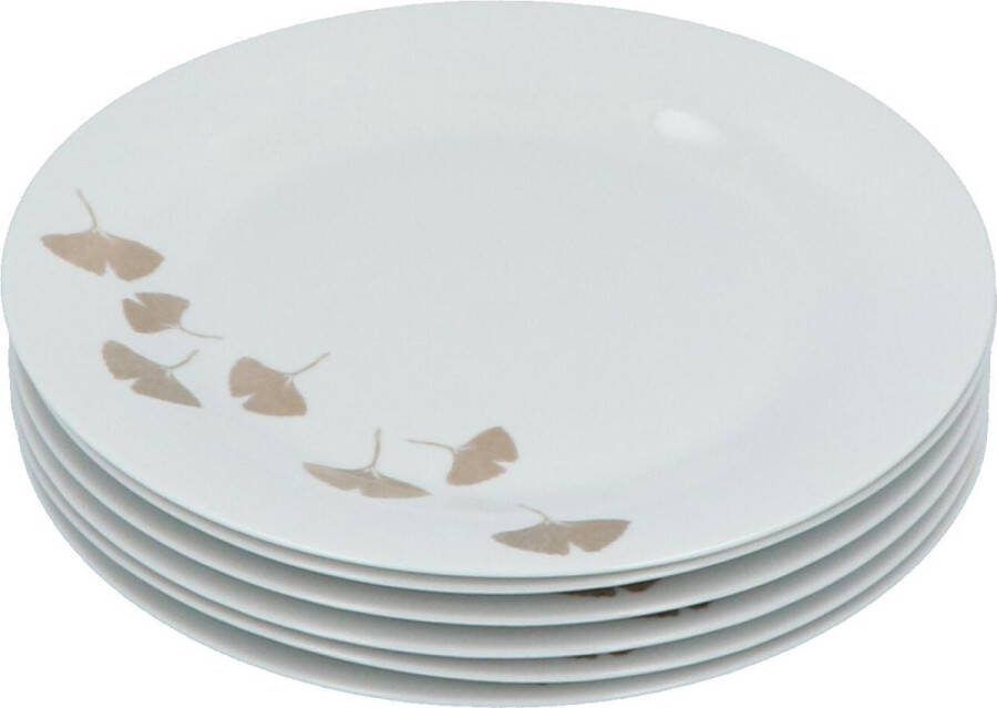 4goodz Porseleinen Diner Borden Ginko set 6 stuks 27 5 cm Wit Goud