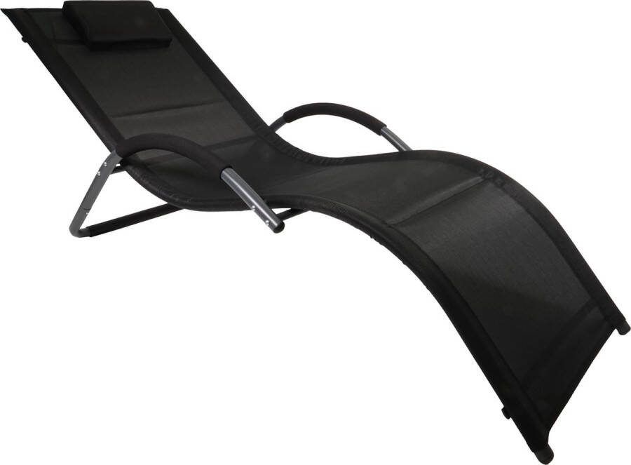 4Goodz Comfortabel Ligbed Wave Met Nekkussen 148x63x85 Cm Grijs