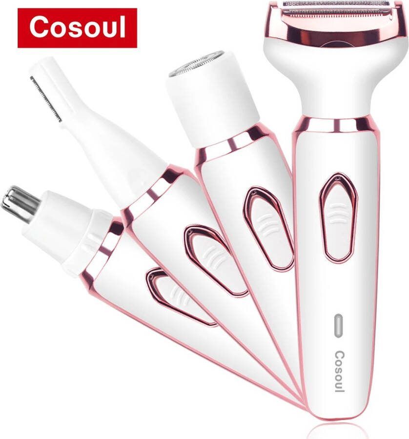 4in1 Oplaadbare Dames Scheerapparaat Neushaar Trimmer Wenkbrauw Trimmer Gezichtshaar Trimmer Full Body Shaver Usb-Oplaadbaar