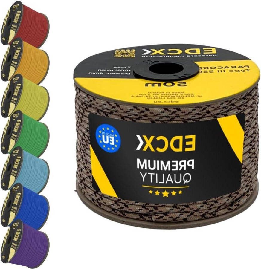 4mm 550 Paracord Nylon Touw 50m (165 voet) Type III 100% Nylon Touw 7 Strand Touw Effen Kleuren Desert Camo 50 m