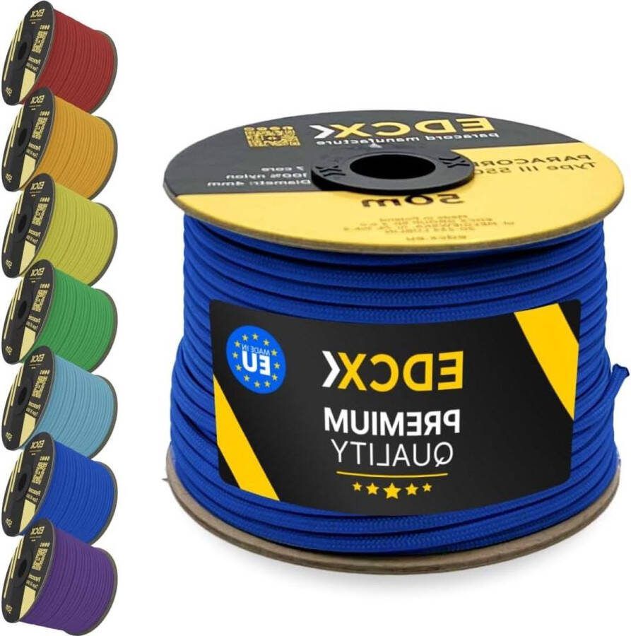 4mm Nylon Paracord 550 50m (165 voet) Type III 100% Nylon Touw Blauw 50 m