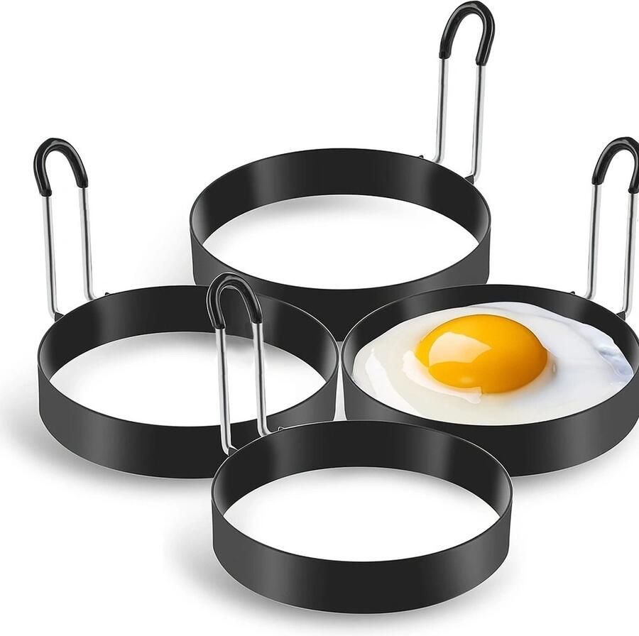 4stuks Fried Egg Mold Ei Ringen set 4-delig Eierkoker ring Spiegeleivormen roestvrijstalen spiegeleivorm pannenkoekenvorm
