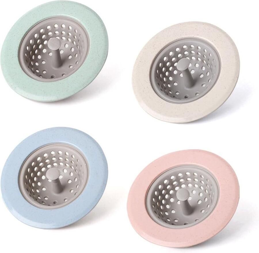4stuks Gootsteenzeef Zeefje voor in de wasbak Anti haar afvoer stop Silicone afvoerstop Gootsteen zeef voor keuken