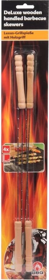 4x Barbecue spiezen vleespennen vleesspiezen 38 cm Metaal Hout Barbecue benodigdheden Spiezen pennen voor vlees