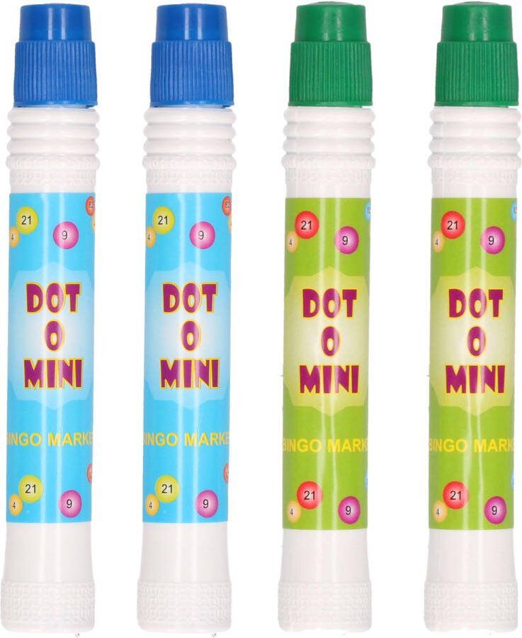 4x Bingostiften 2x stuks in de kleuren groen en blauw Bingo spel markeerstiften