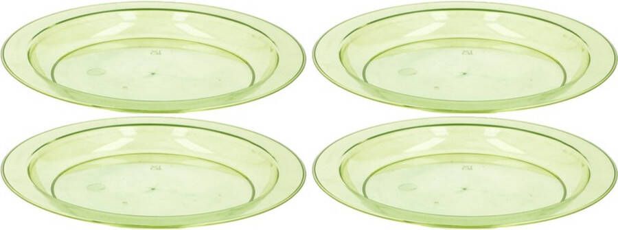 Merkloos Sans marque 4x Groen plastic borden bordjes 20 cm Kunststof servies Koken en tafelen Camping servies Ontbijtbordje kinderen