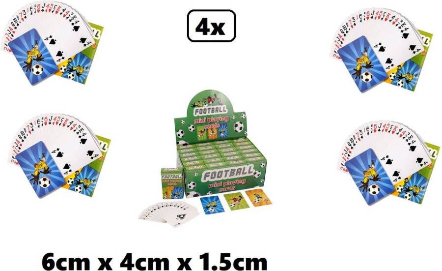 4x Mini speelkaarten set voetbal 6cm x 4cm x 1.5cm Speelkaart voetbal spel kaarten