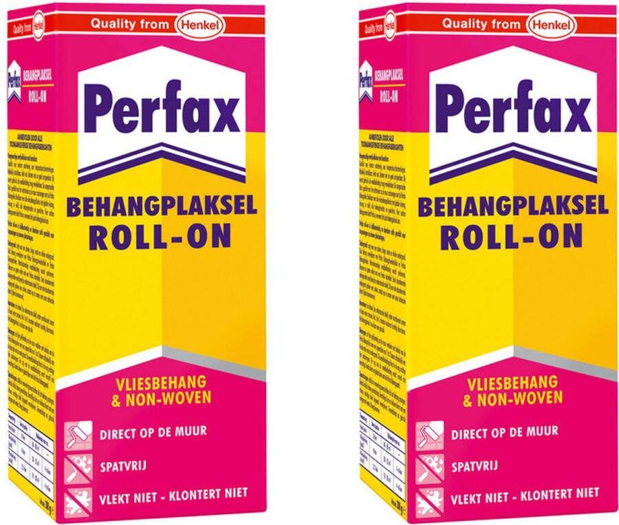 4x pakken Perfax roll-on behanglijm voor vliesbehang 200 gram Behangen Behangplaksel Papier mache Surprises knutselen