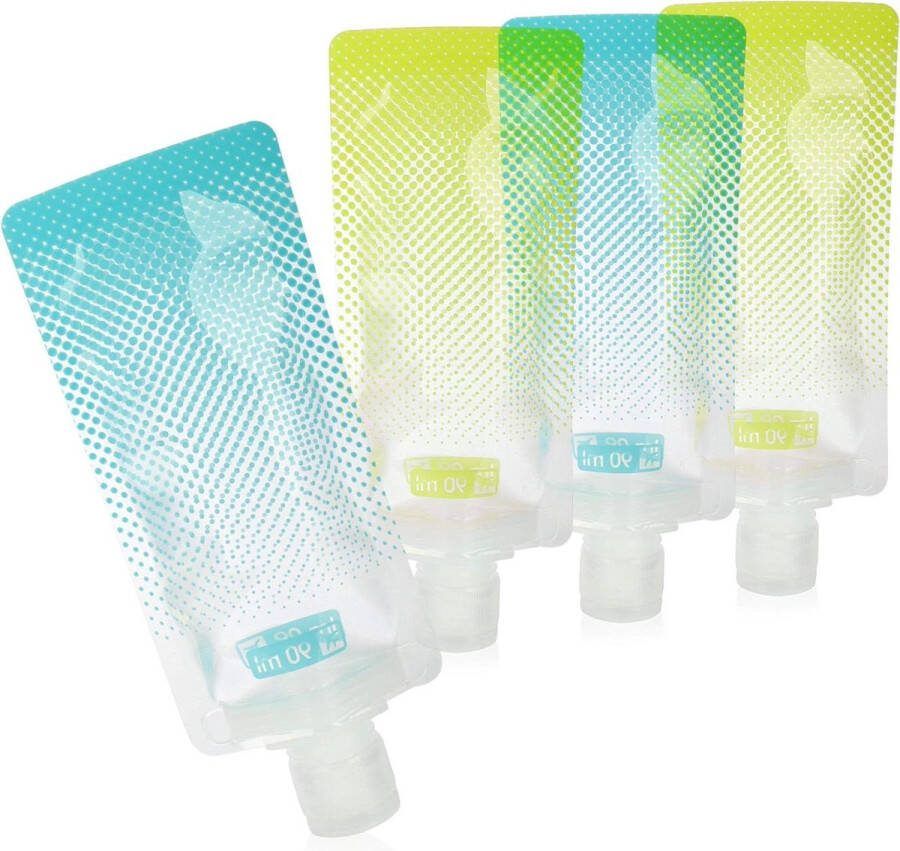4x reisfles voor het vullen van 90 ml vliegtuigvloeistoffen handbagage reiscontainers vliegtuigtassen conform richtlijnen geel turkoois reisflesjes handbagage