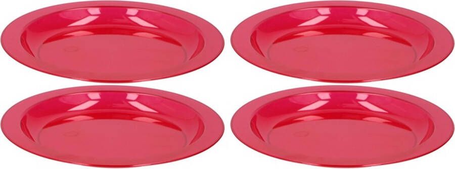 Merkloos Sans marque 4x Rood plastic borden bordjes 20 cm Kunststof servies Koken en tafelen Camping servies Ontbijtbordje kinderen