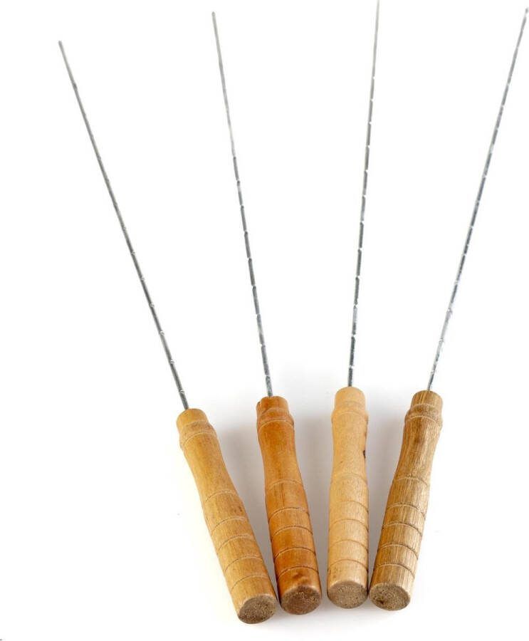 4x stuks Barbecue spiezen vleespennen vleesspiezen 45 cm Metaal Barbecue benodigdheden Spiezen pennen voor vlees